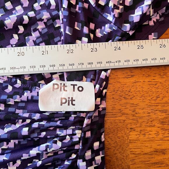 Catherines Women's 3X Plus‎ Purple Geometric Faux Wrap Dress Party Cocktail Knit - Picture 6 of 9